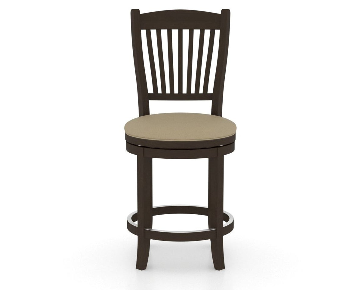 Canadel Upholstered Counter Stool 8232 in XY Faux Leather and 59 Davy's Grey and Swivel Base, front view