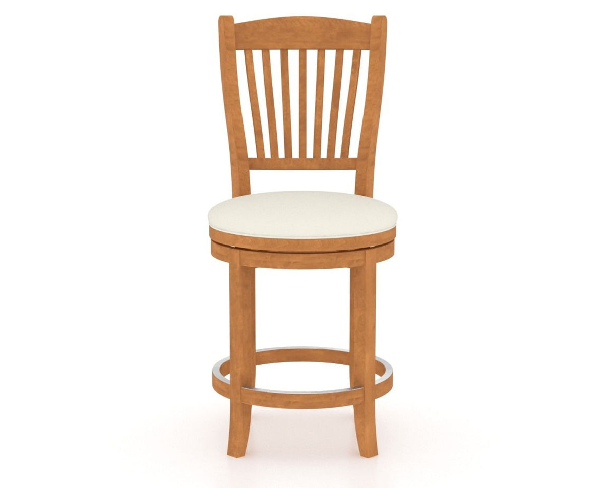 Canadel Upholstered Counter Stool 8232 in YJ Faux Leather and 01 Honey Washed and Swivel Base, front view