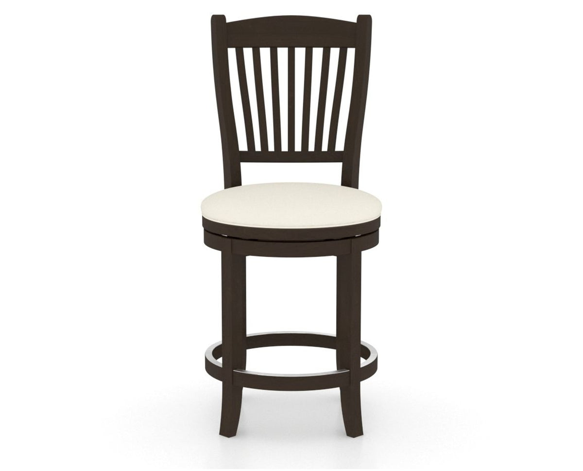 Canadel Upholstered Counter Stool 8232 in YJ Faux Leather and 59 Davy's Grey and Swivel Base, front view
