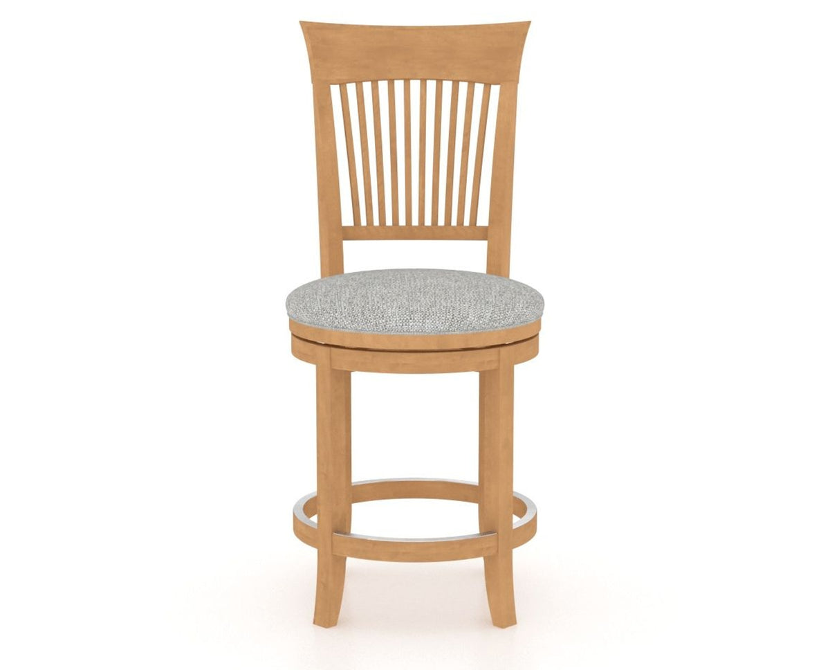 Canadel Upholstered Counter Stool 8270 in 7C Fabric and 20 Caramel Washed and Swivel Base, front view