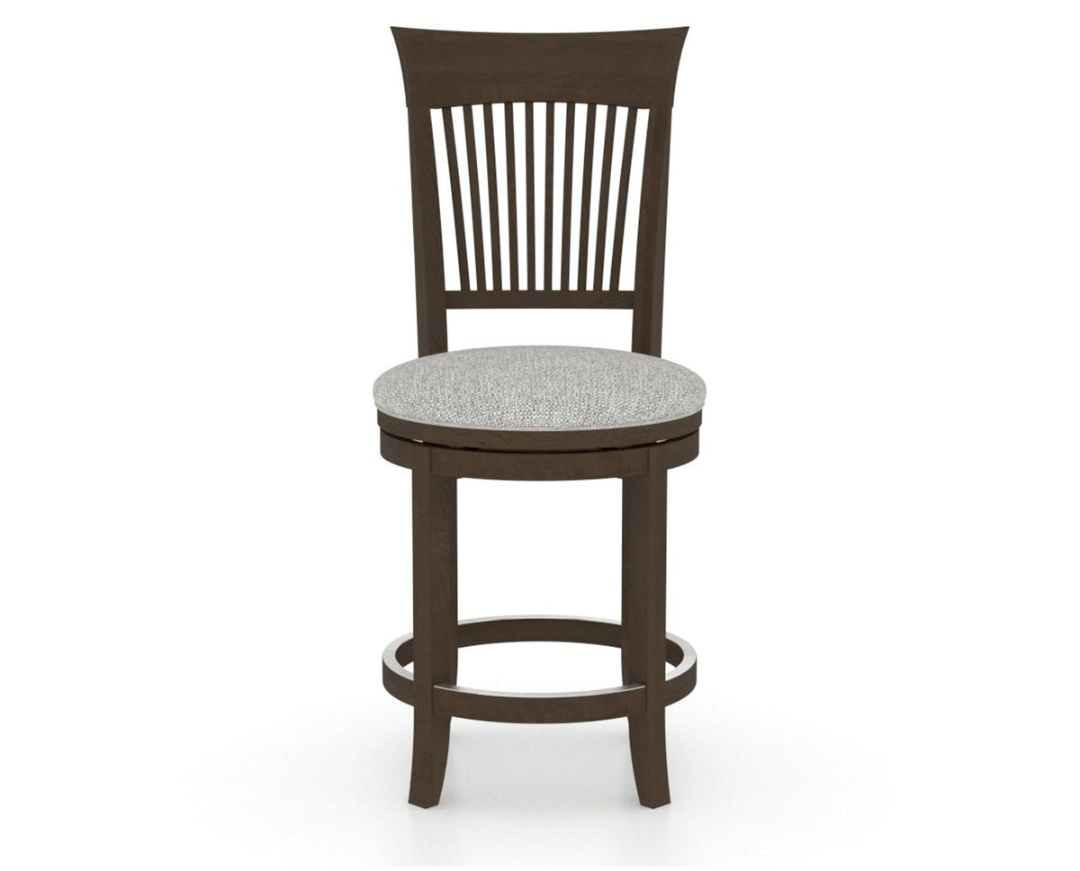 Canadel Upholstered Counter Stool 8270 in 7C Fabric and 29 Hazelnut Washed and Swivel Base, front view