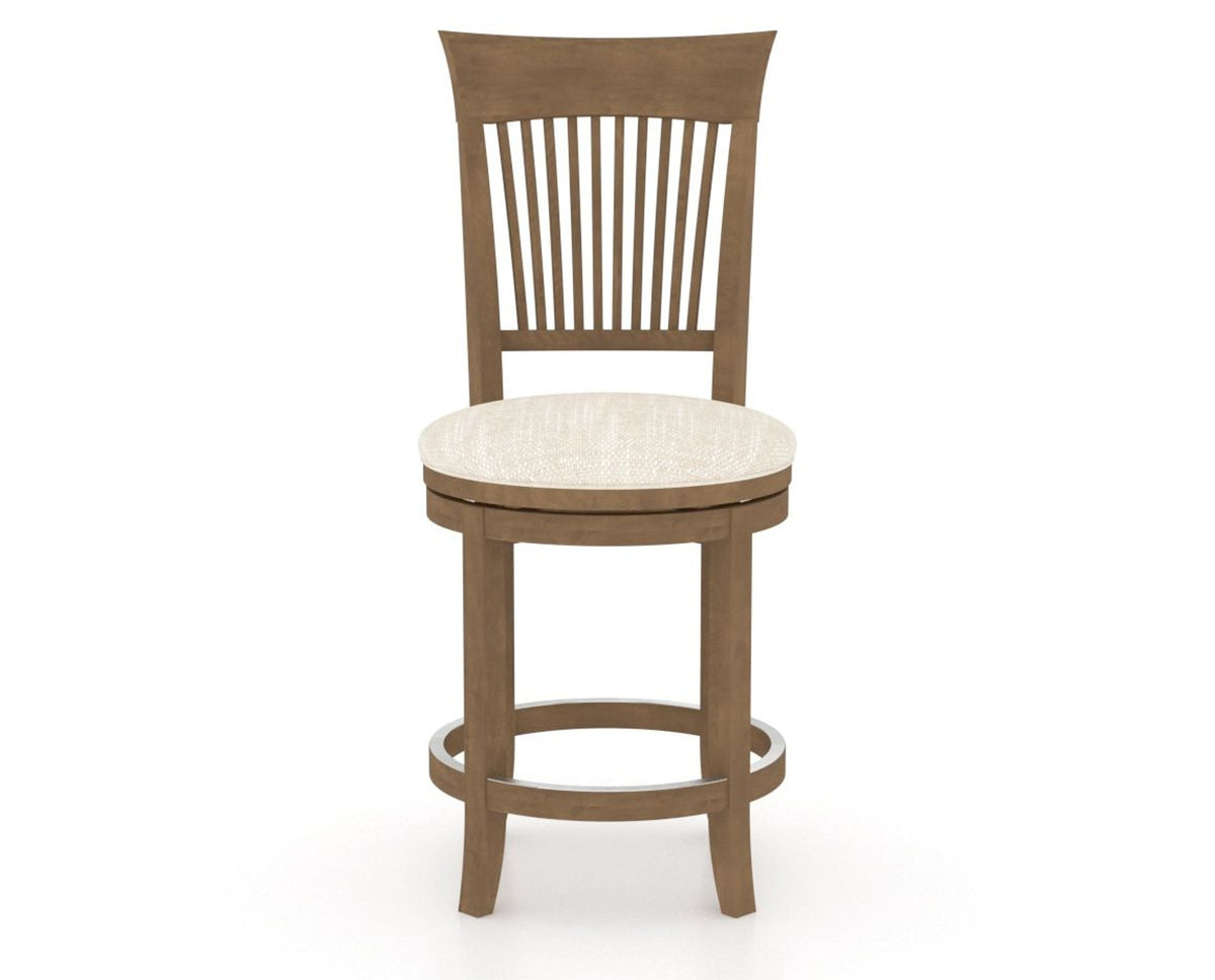Canadel Upholstered Counter Stool 8270 in FT InsideOut® and 25 Pecan Washed and Swivel Base, front view