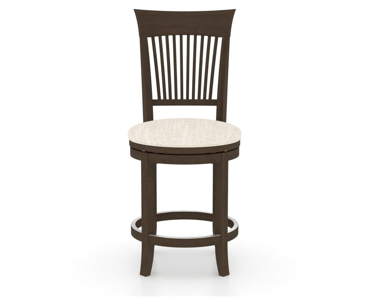 Canadel Upholstered Counter Stool 8270 in FT InsideOut® and 29 Hazelnut Washed and Swivel Base, front view