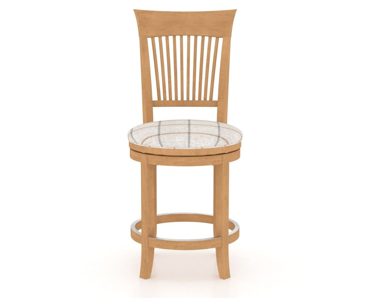 Canadel Upholstered Counter Stool 8270 in OZ Fabric and 20 Caramel Washed and Swivel Base, front view