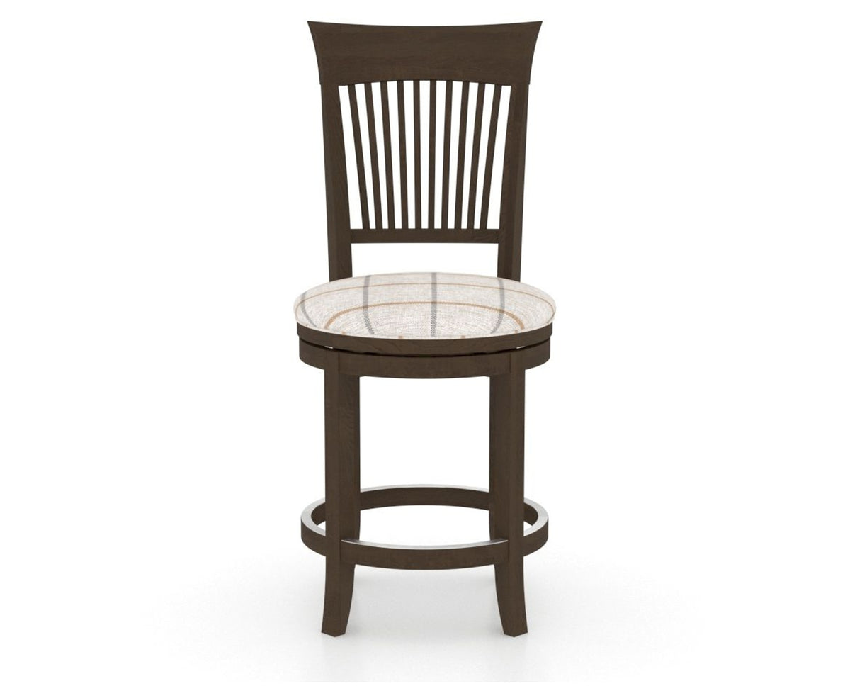 Canadel Upholstered Counter Stool 8270 in OZ Fabric and 29 Hazelnut Washed and Swivel Base, front view