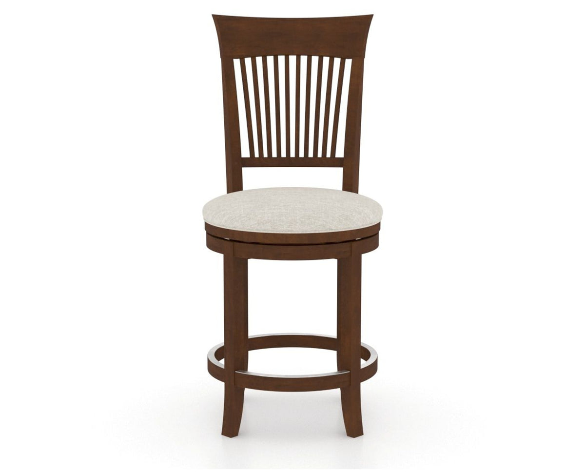 Canadel Upholstered Counter Stool 8270 in TB Fabric and 19 Cognac Washed and Swivel Base, front view