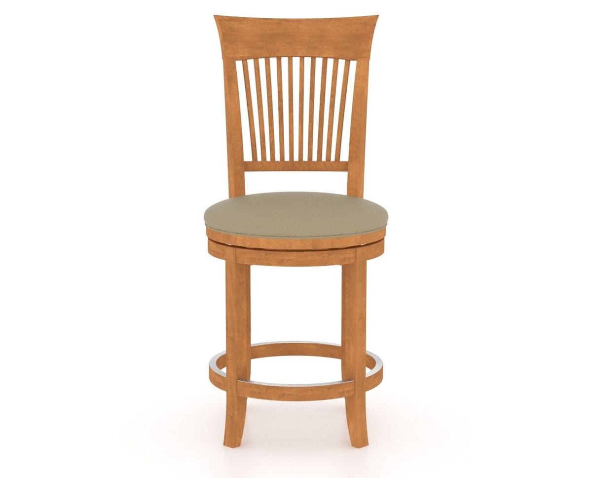Canadel Upholstered Counter Stool 8270 in XY Faux Leather and 01 Honey Washed and Swivel Base, front view