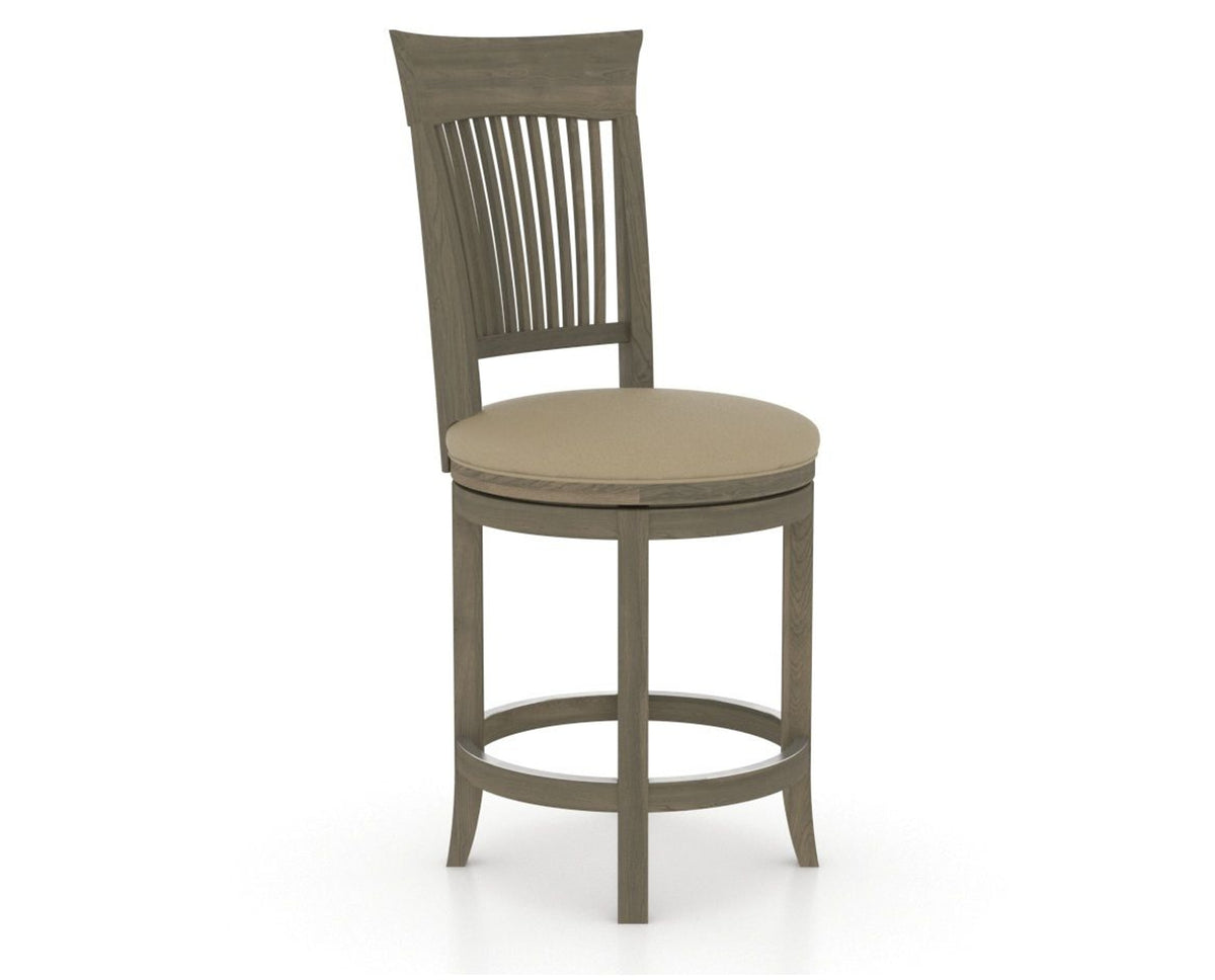 Canadel Upholstered Counter Stool 8270 in XY Faux Leather and 08 Shadow and Swivel Base, three-quarter view