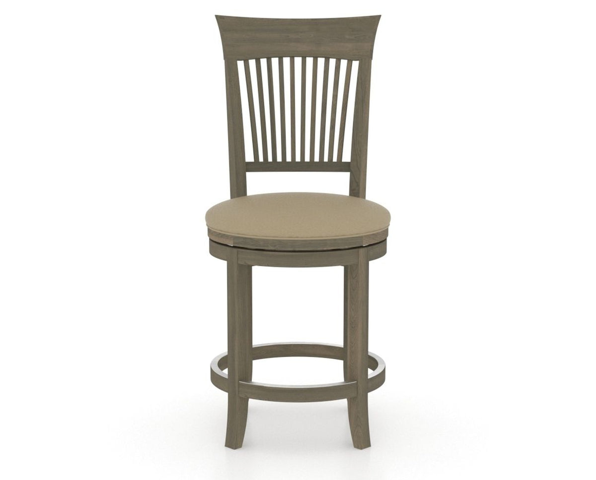 Canadel Upholstered Counter Stool 8270 in XY Faux Leather and 08 Shadow and Swivel Base, front view