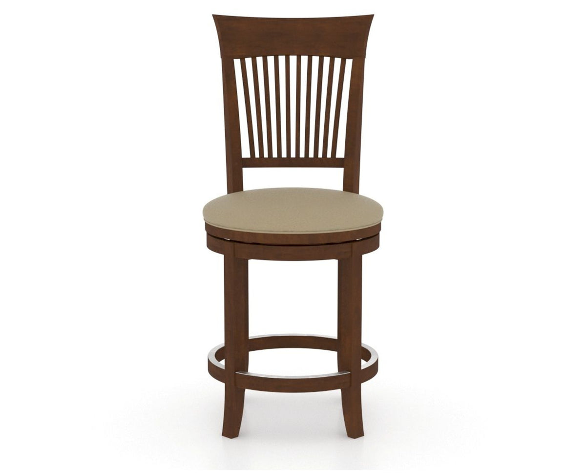 Canadel Upholstered Counter Stool 8270 in XY Faux Leather and 19 Cognac Washed and Swivel Base, front view