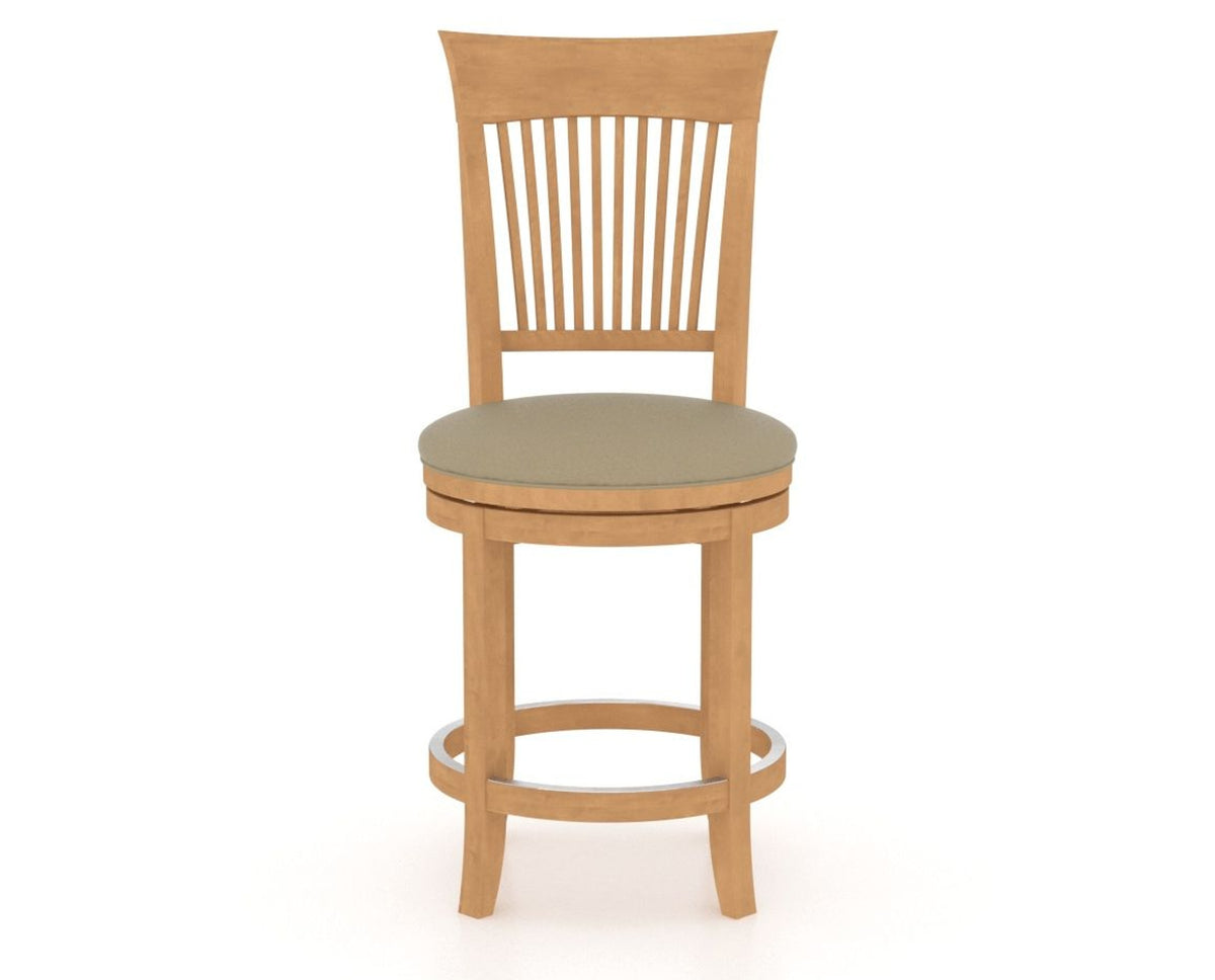 Canadel Upholstered Counter Stool 8270 in XY Faux Leather and 20 Caramel Washed and Swivel Base, front view