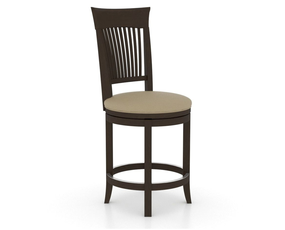 Canadel Upholstered Counter Stool 8270 in XY Faux Leather and 59 Davy's Grey and Swivel Base, three-quarter view