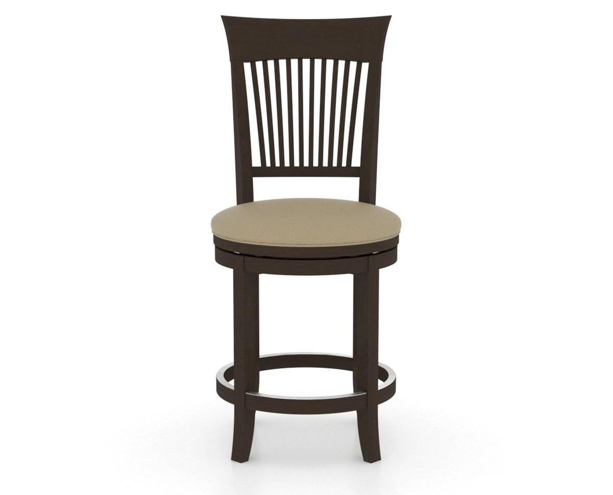 Canadel Upholstered Counter Stool 8270 in XY Faux Leather and 59 Davy's Grey and Swivel Base, front view