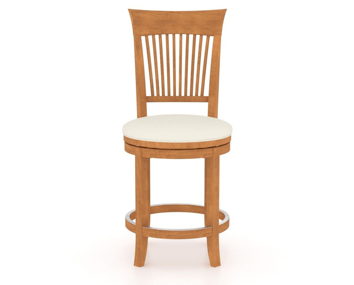 Canadel Upholstered Counter Stool 8270 in YJ Faux Leather and 01 Honey Washed and Swivel Base, front view