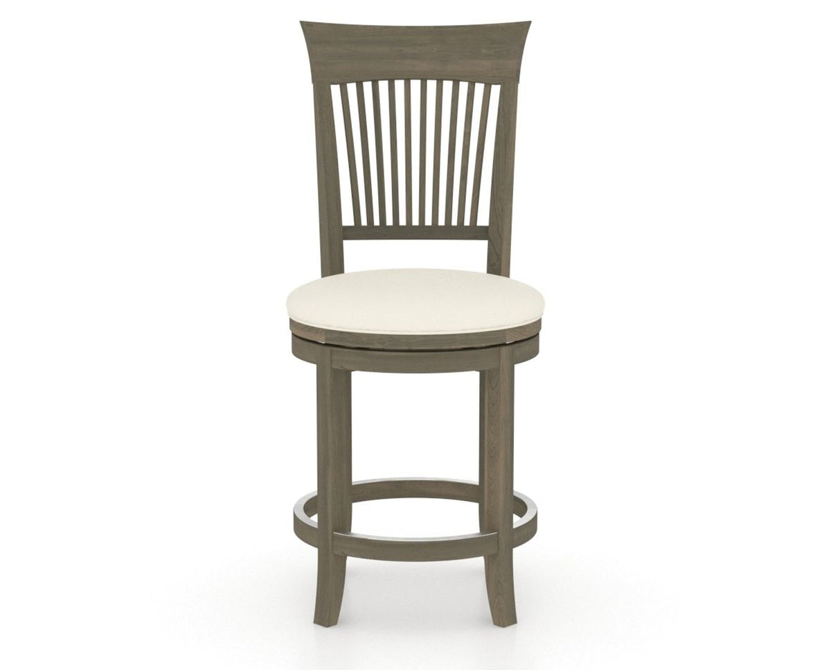 Canadel Upholstered Counter Stool 8270 in YJ Faux Leather and 08 Shadow and Swivel Base, front view