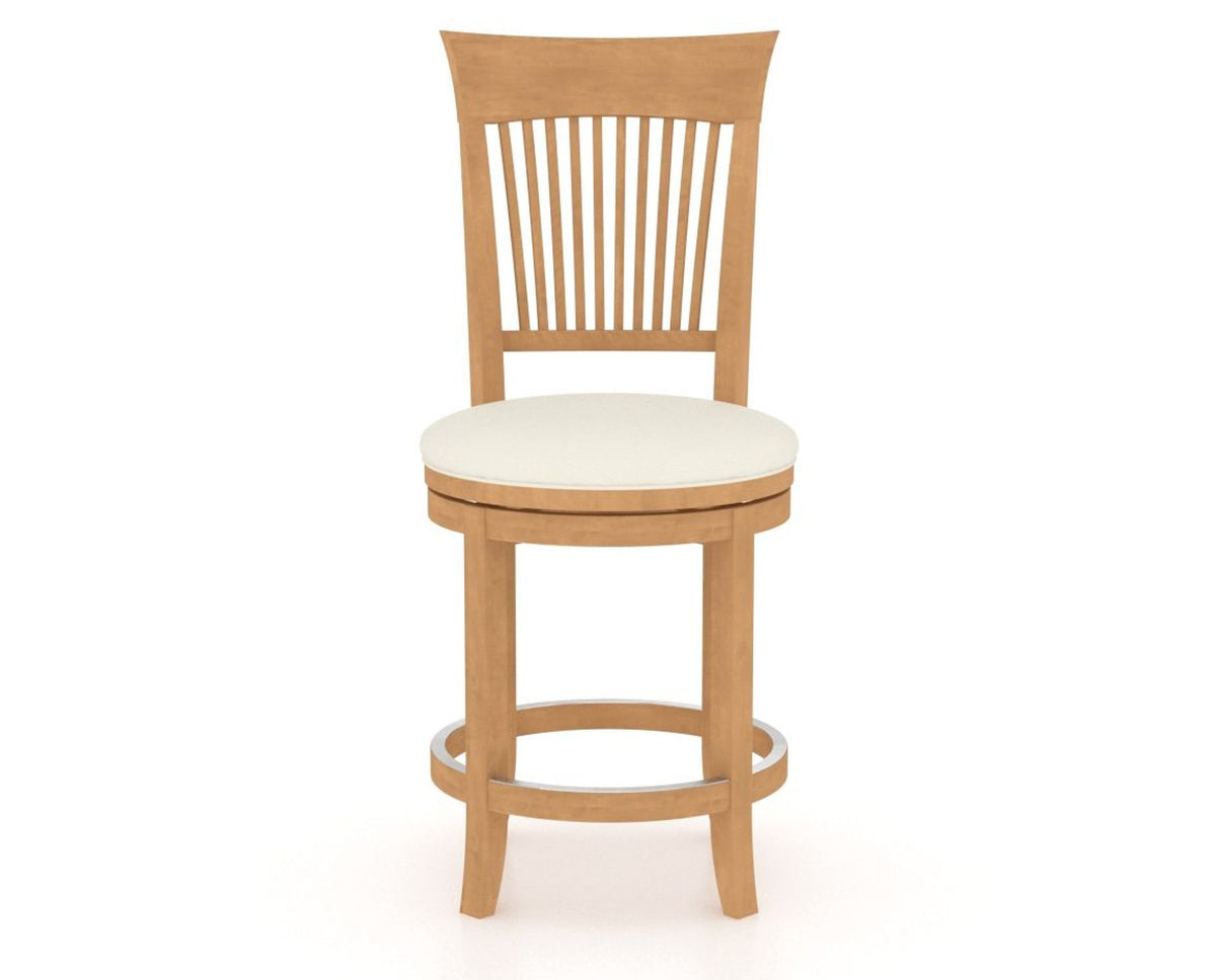 Canadel Upholstered Counter Stool 8270 in YJ Faux Leather and 20 Caramel Washed and Swivel Base, front view