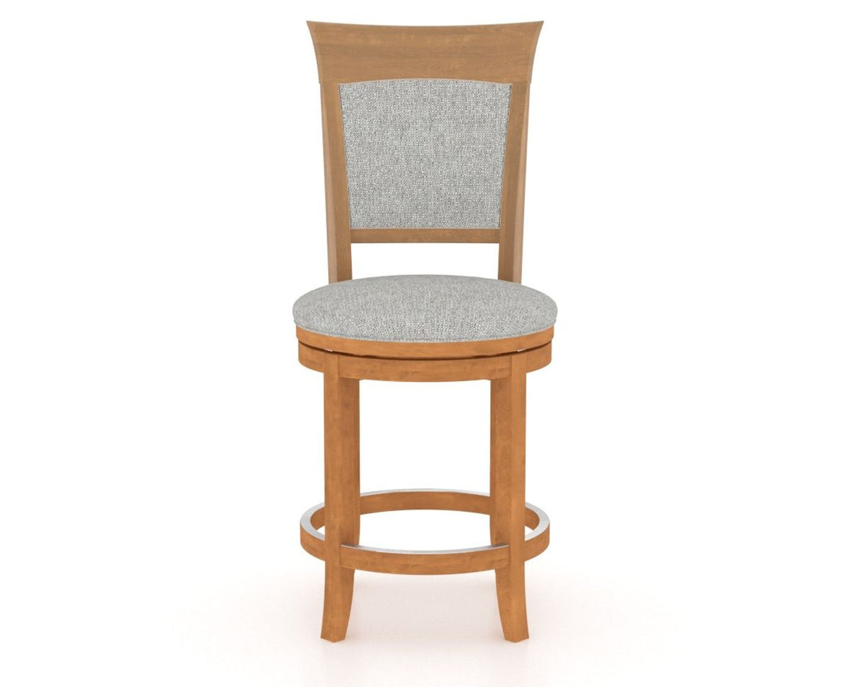 Canadel Upholstered Counter Stool 8274 in 7C Fabric and 01 Honey Washed and Swivel Base, front view