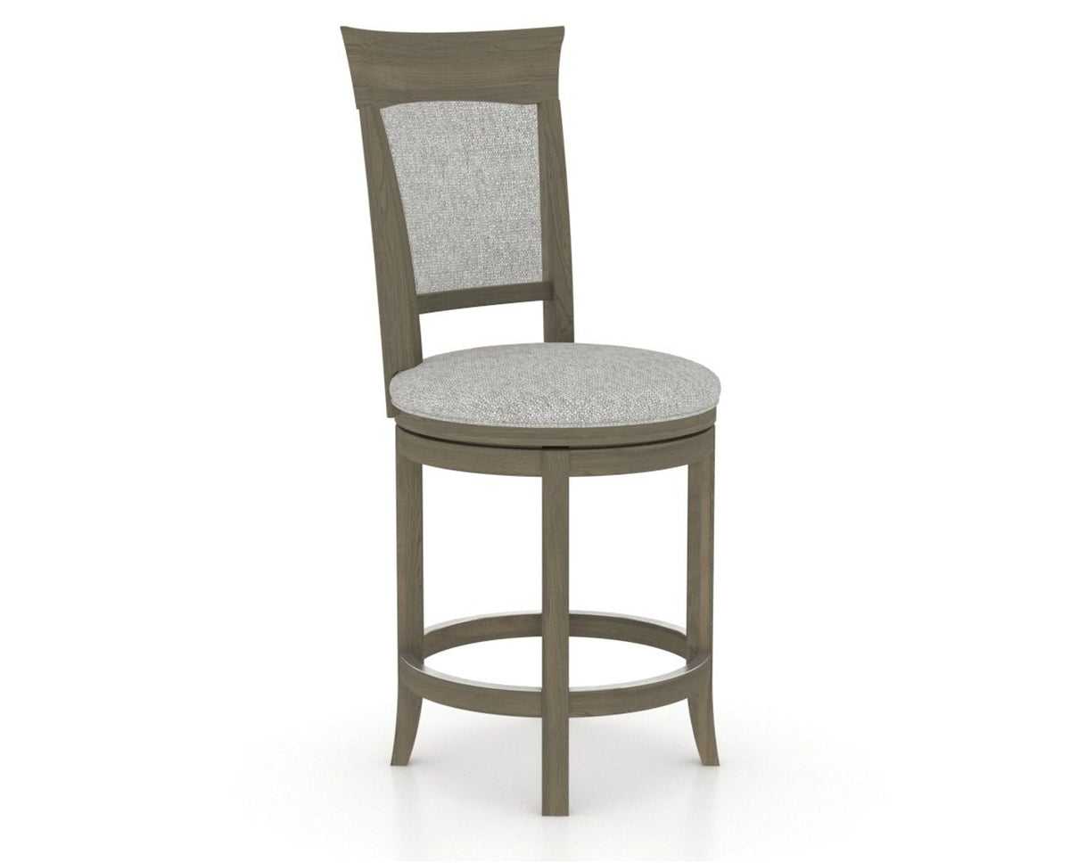 Canadel Upholstered Counter Stool 8274 in 7C Fabric and 08 Shadow and Swivel Base, three-quarter view