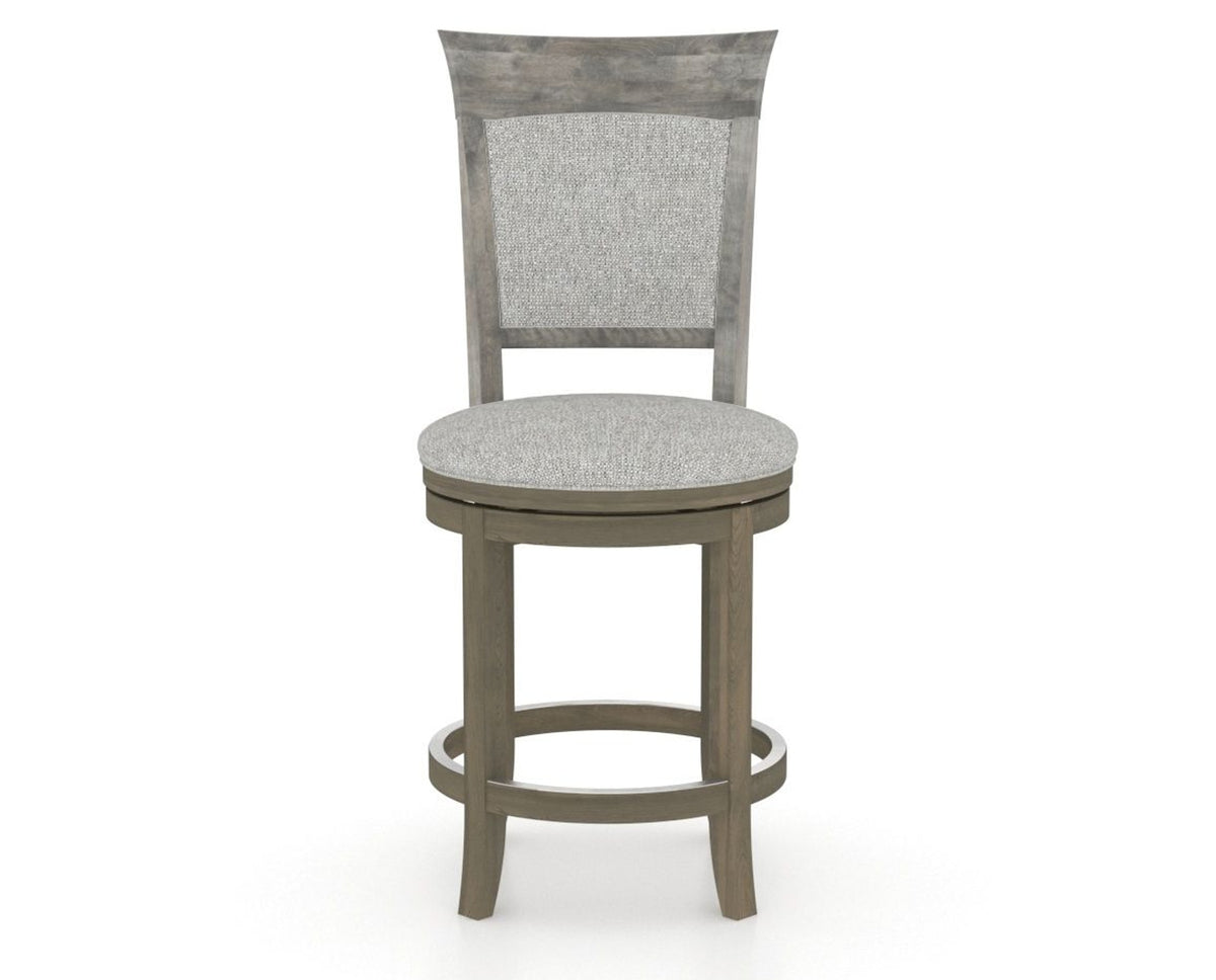 Canadel Upholstered Counter Stool 8274 in 7C Fabric and 08 Shadow and Swivel Base, front view
