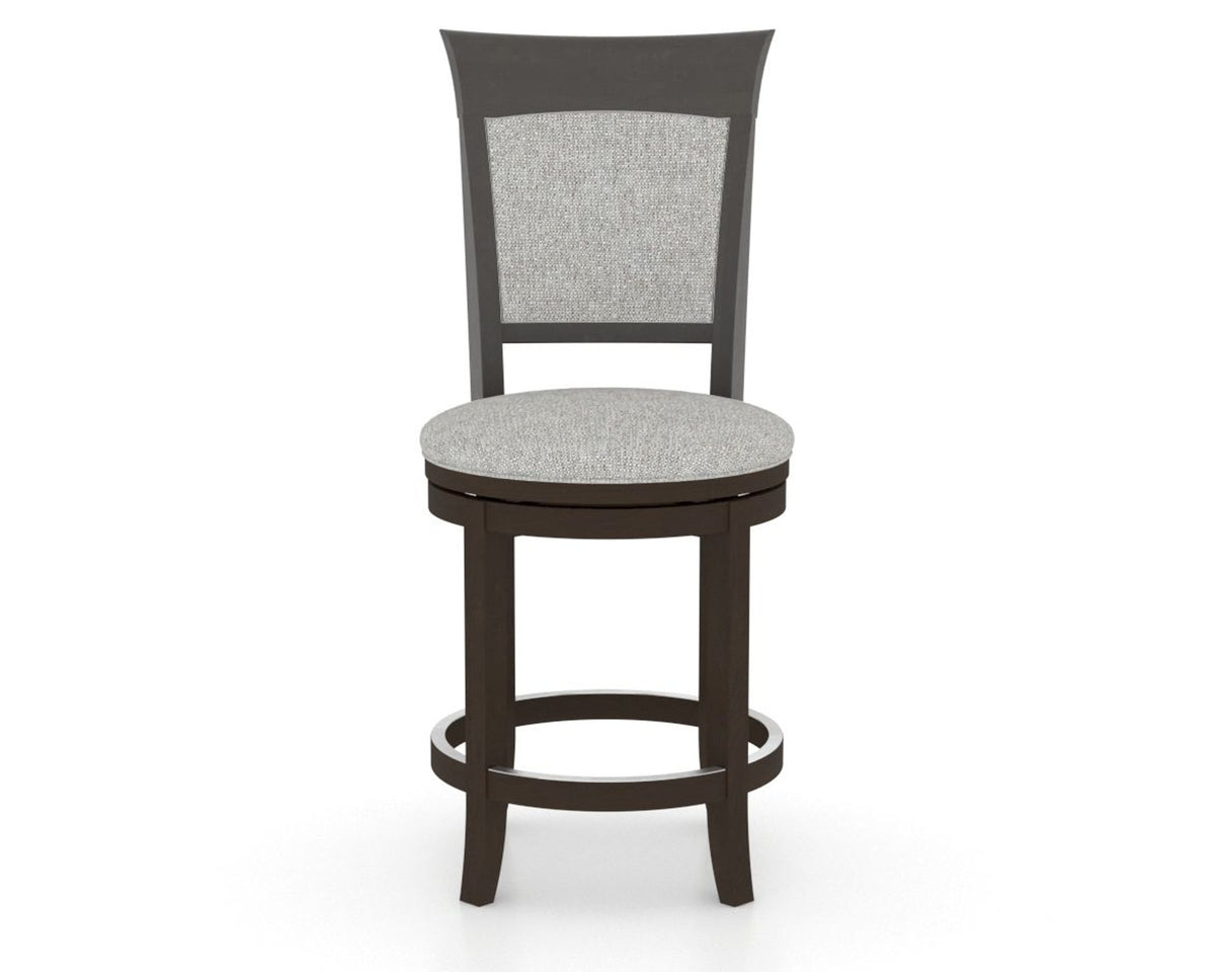 Canadel Upholstered Counter Stool 8274 in 7C Fabric and 59 Davy's Grey and Swivel Base, front view