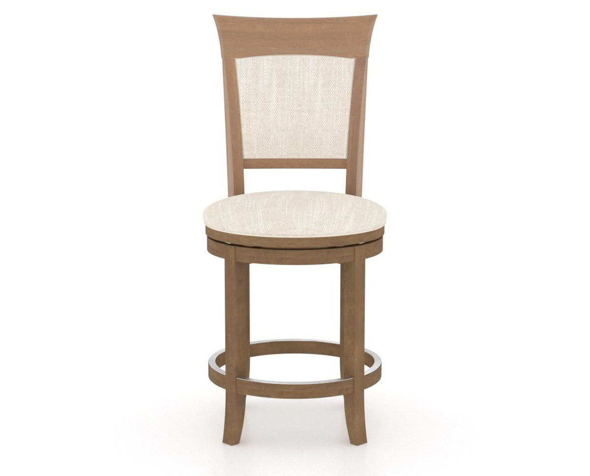 Canadel Upholstered Counter Stool 8274 in FT InsideOut® and 25 Pecan Washed and Swivel Base, front view