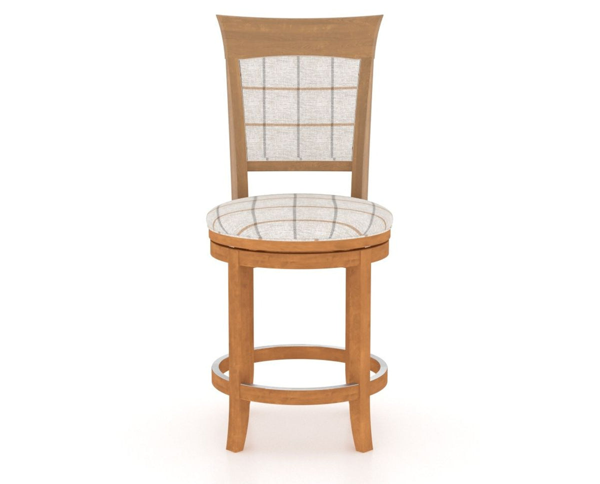 Canadel Upholstered Counter Stool 8274 in OZ Fabric and 01 Honey Washed and Swivel Base, front view