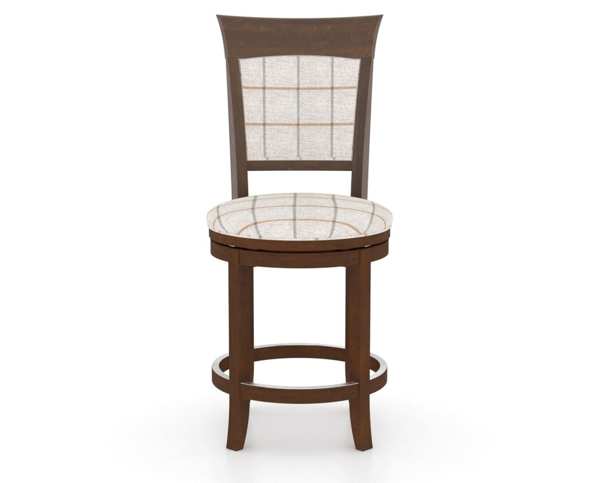 Canadel Upholstered Counter Stool 8274 in OZ Fabric and 19 Cognac Washed and Swivel Base, front view