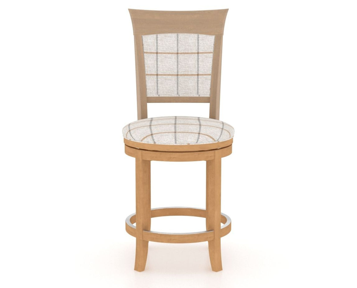 Canadel Upholstered Counter Stool 8274 in OZ Fabric and 20 Caramel Washed and Swivel Base, front view