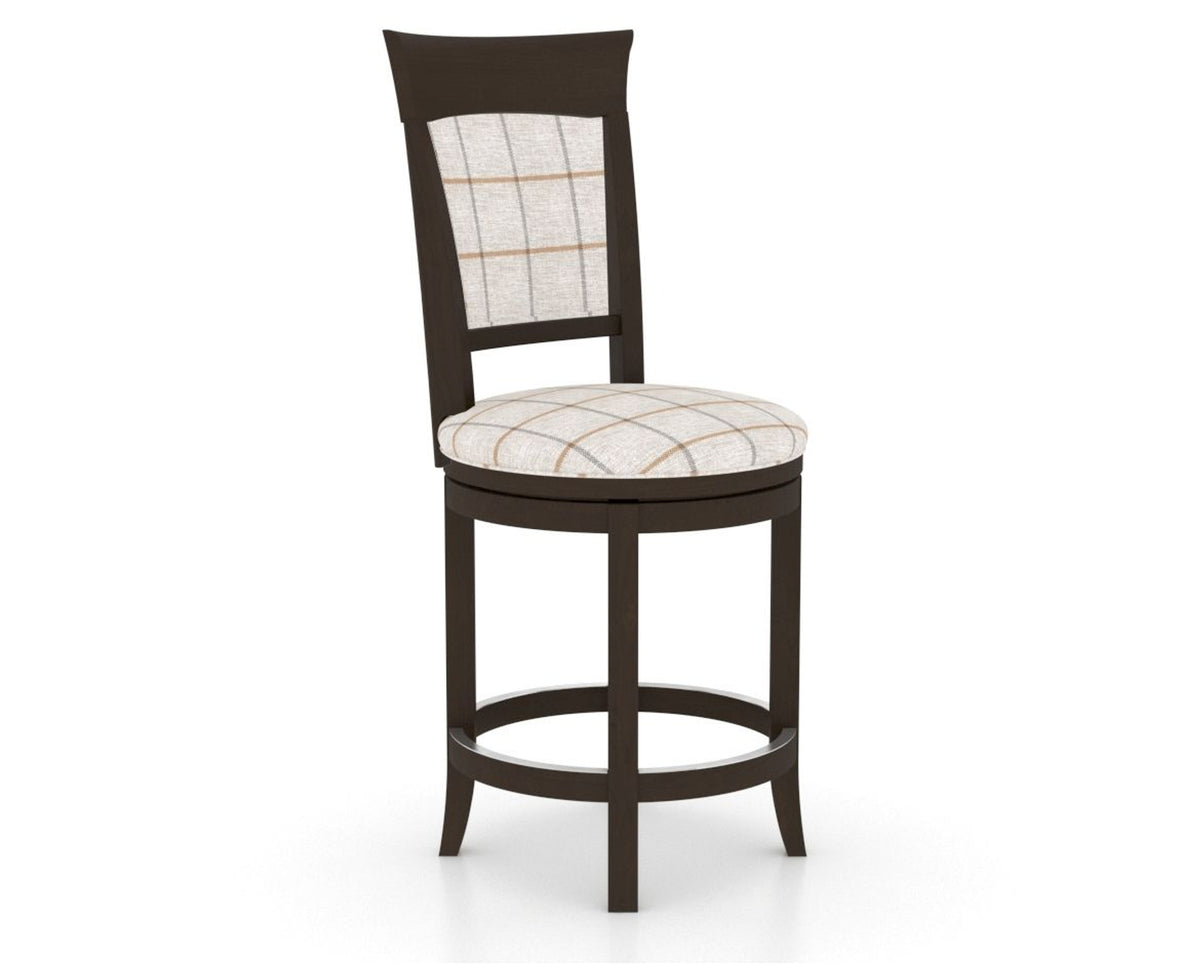 Canadel Upholstered Counter Stool 8274 in OZ Fabric and 59 Davy's Grey and Swivel Base, three-quarter view