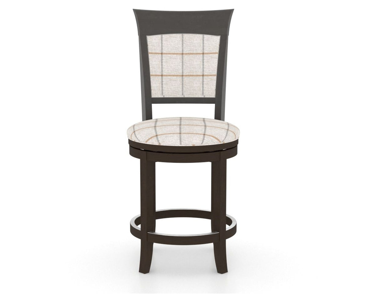 Canadel Upholstered Counter Stool 8274 in OZ Fabric and 59 Davy's Grey and Swivel Base, front view