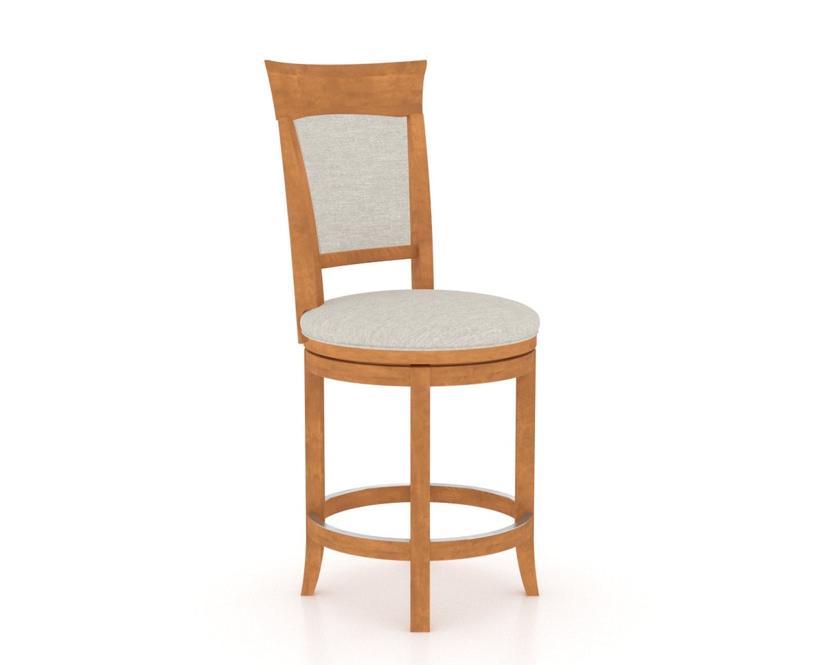 Canadel Upholstered Counter Stool 8274 in Swivel Base, three-quarter view