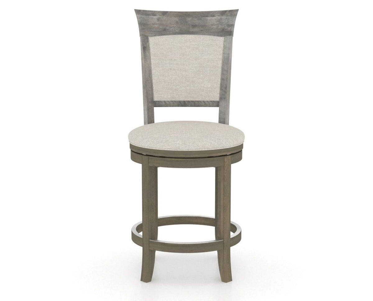 Canadel Upholstered Counter Stool 8274 in TB Fabric and 08 Shadow and Swivel Base, front view