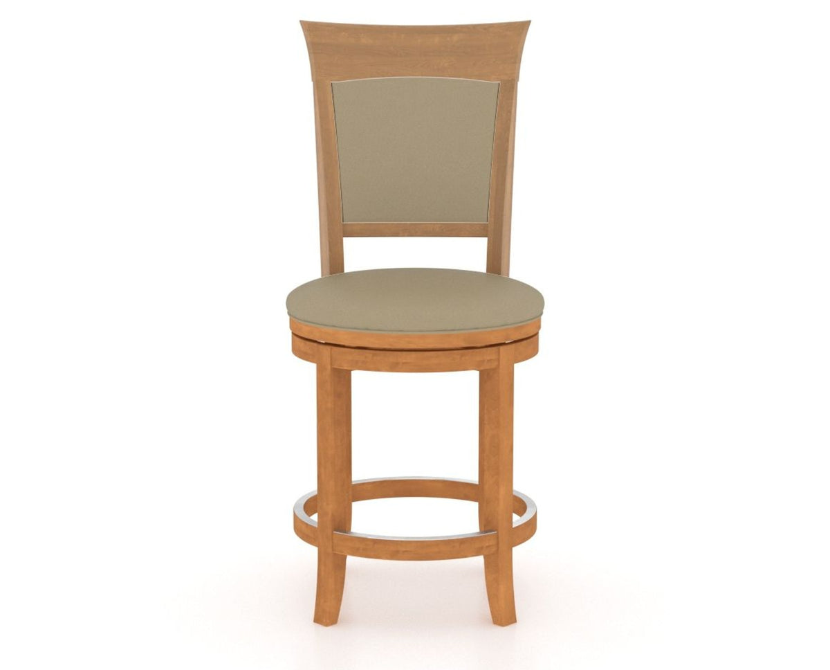 Canadel Upholstered Counter Stool 8274 in XY Faux Leather and 01 Honey Washed and Swivel Base, front view