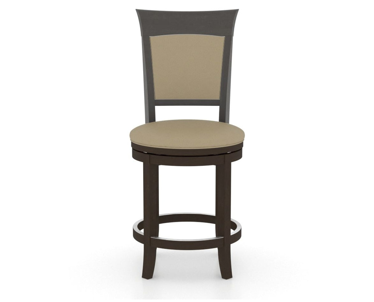 Canadel Upholstered Counter Stool 8274 in XY Faux Leather and 59 Davy's Grey and Swivel Base, front view