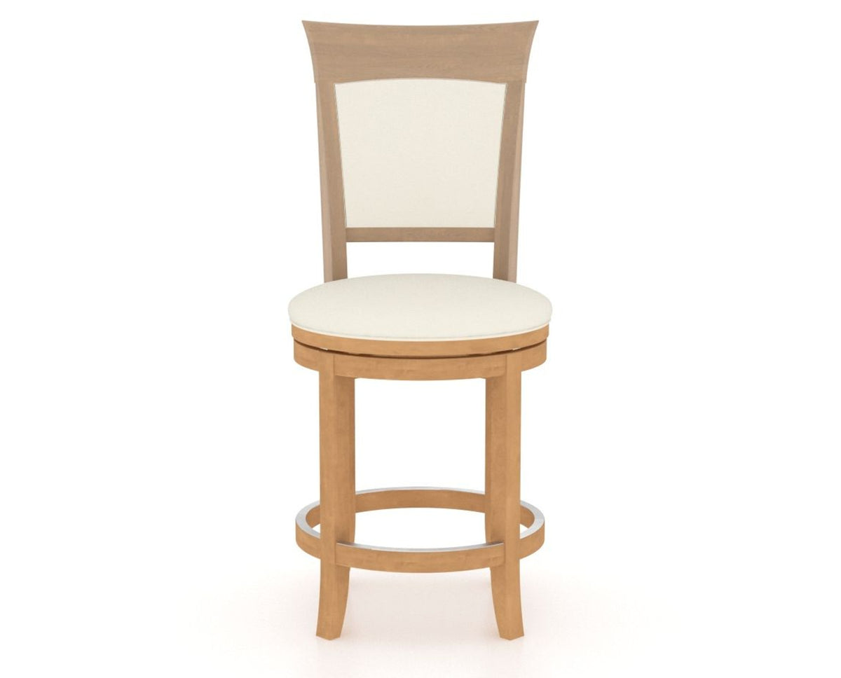 Canadel Upholstered Counter Stool 8274 in YJ Faux Leather and 20 Caramel Washed and Swivel Base, front view