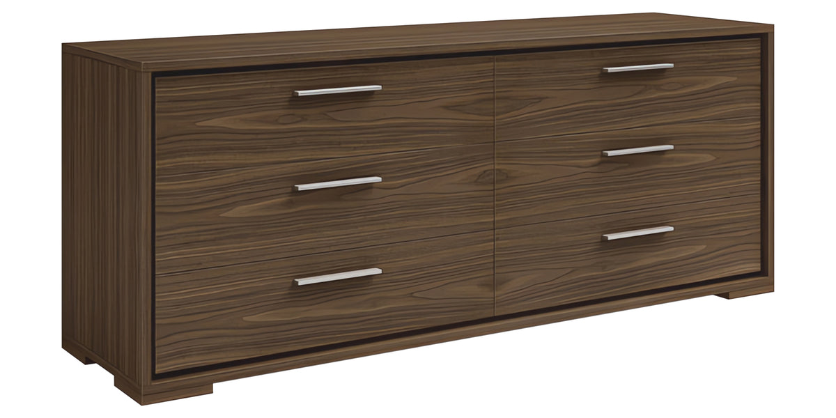 Natural Walnut with Brushed Nickel Handles | Mobican Sonoma Double Dresser | Valley Ridge Furniture