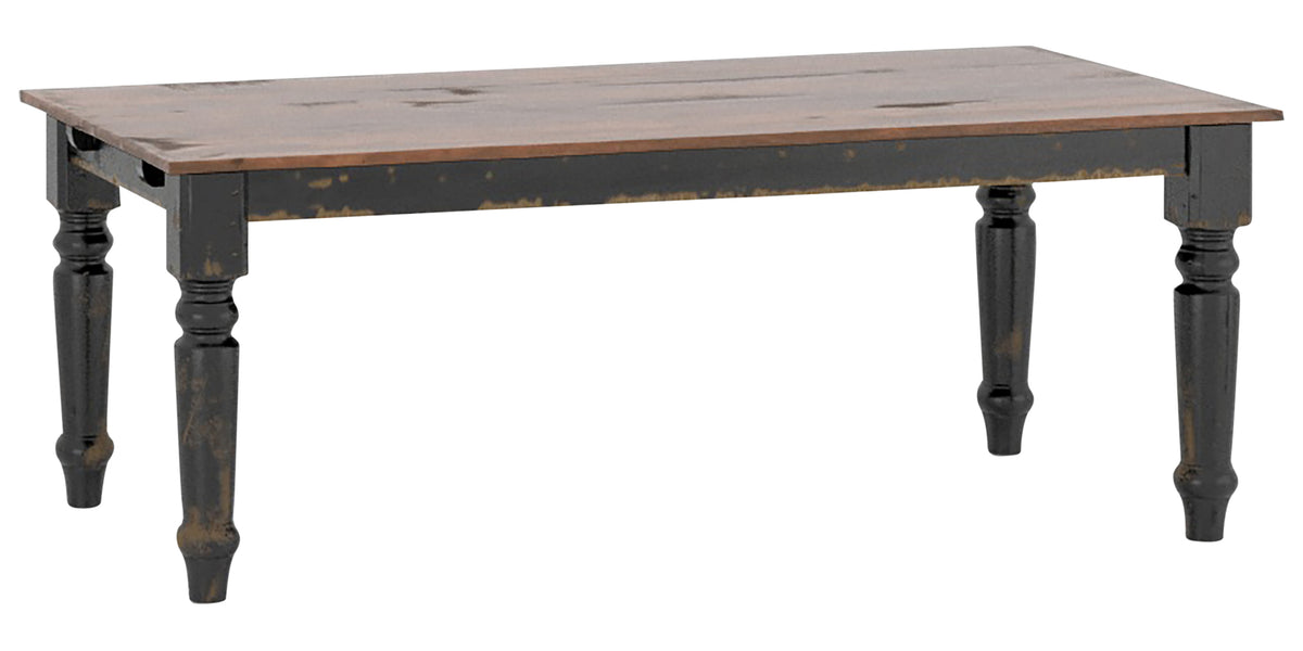 Canadel Champlain Turned Dining Table in Black and Spice Washed, three-quarter view