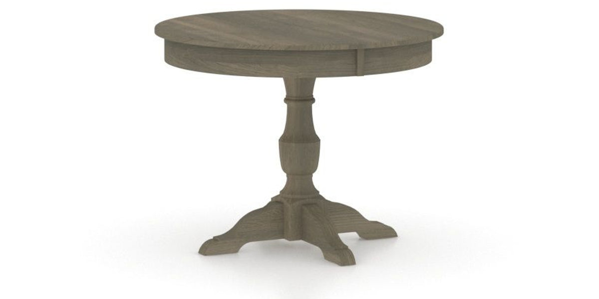 Canadel Round Dining Table 4242 with XP Base in 08 Shadow, three-quarter view
