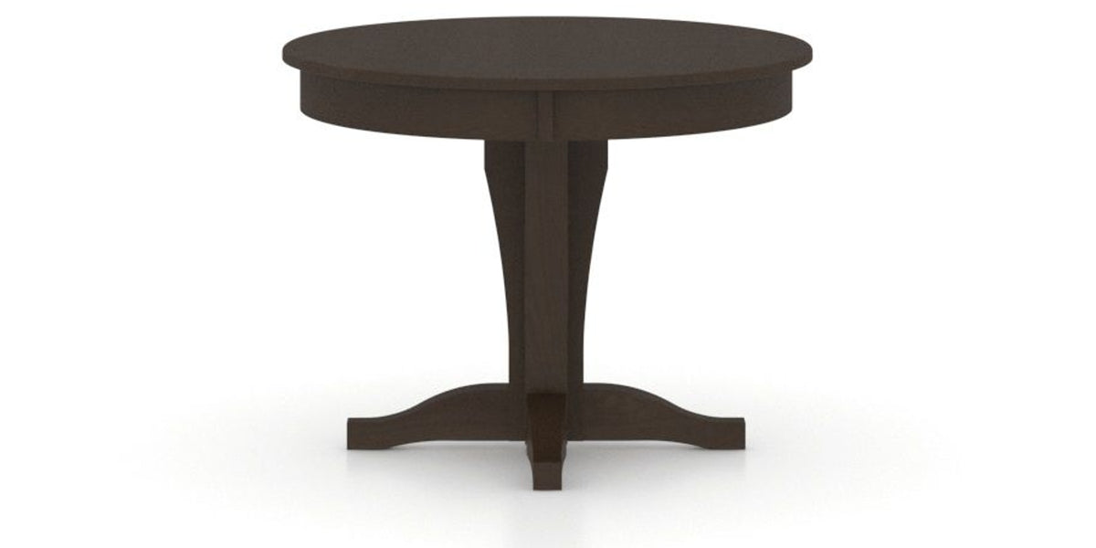 Canadel Round Dining Table 4242 with XC Base in 59 Davy's Grey, side view