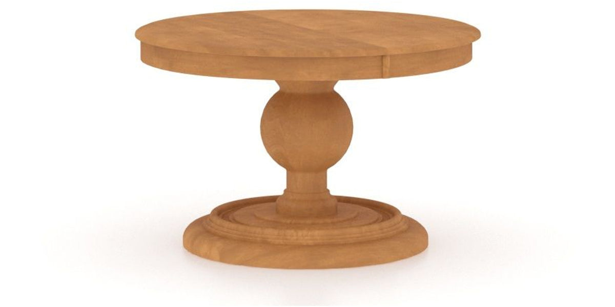 Canadel Round Dining Table 4848 with HQ Base, A Edge in Honey Washed, three-quarter view