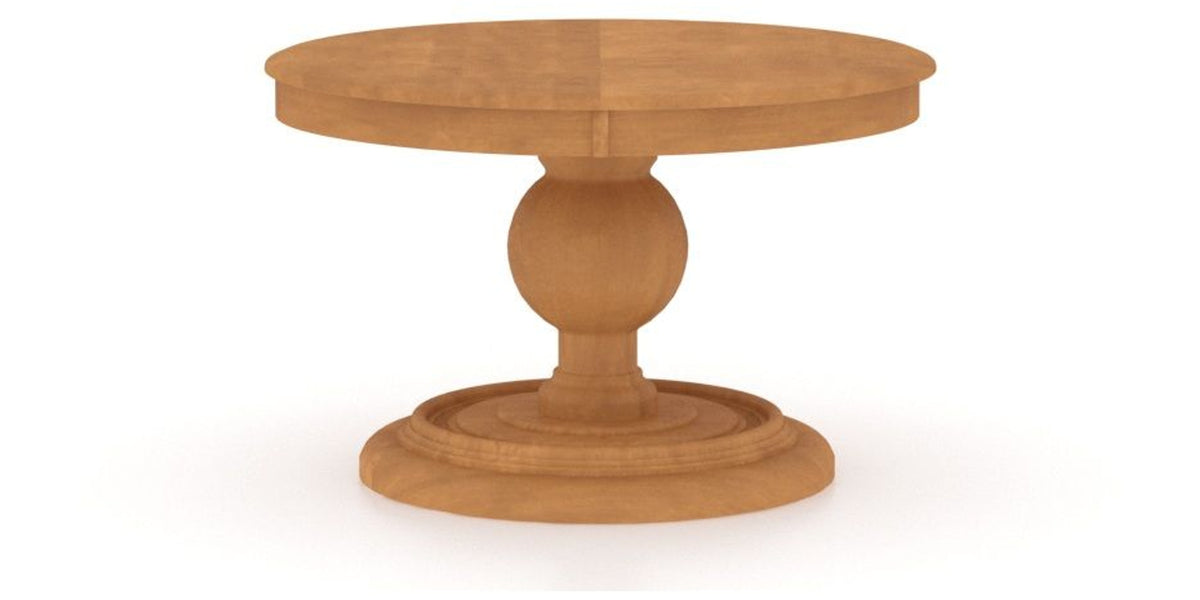 Canadel Round Dining Table 4848 with HQ Base, A Edge in Honey Washed, side view