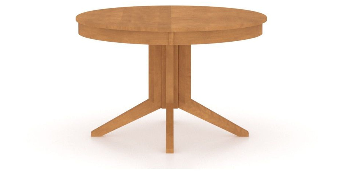 Canadel Round Dining Table 4848 with XQ Base in Honey Washed, side view