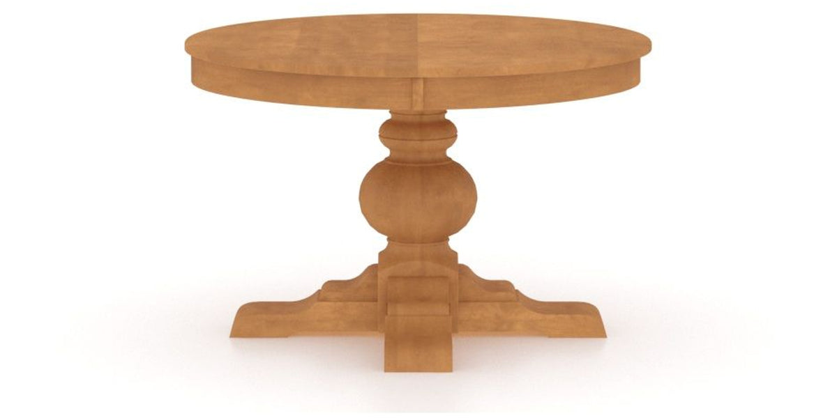 Canadel Round Dining Table 4848 with XT Base in Honey Washed, side view
