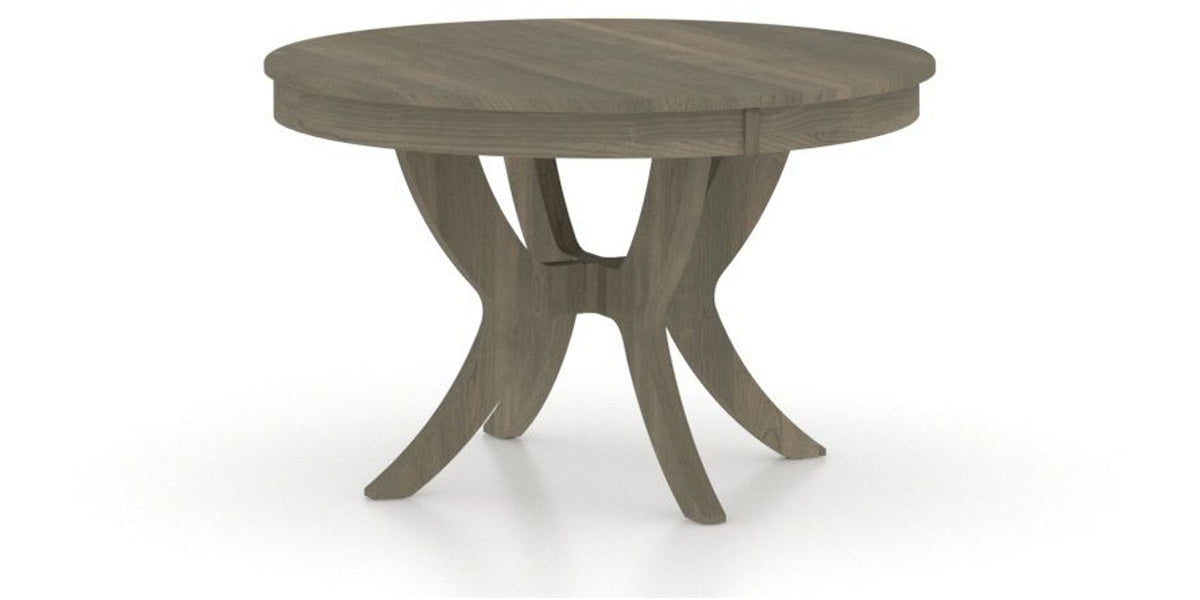 Canadel Round Dining Table 4848 with SI Base in 08 Shadow, three-quarter view
