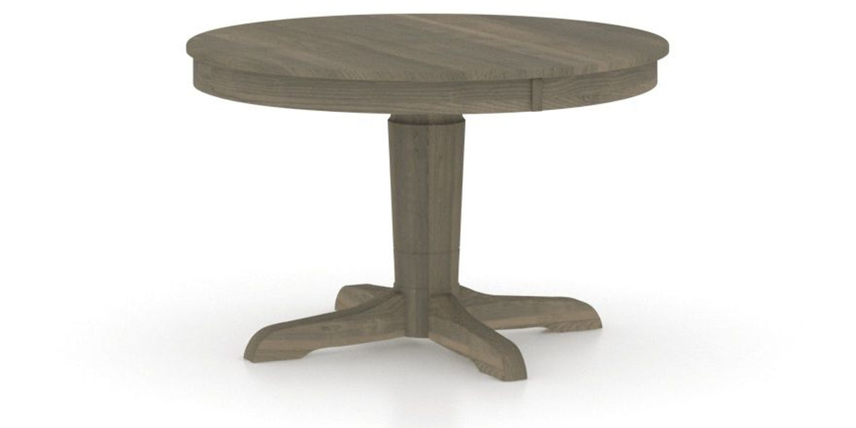 Canadel Round Dining Table 4848 with YY Base in 08 Shadow, three-quarter view