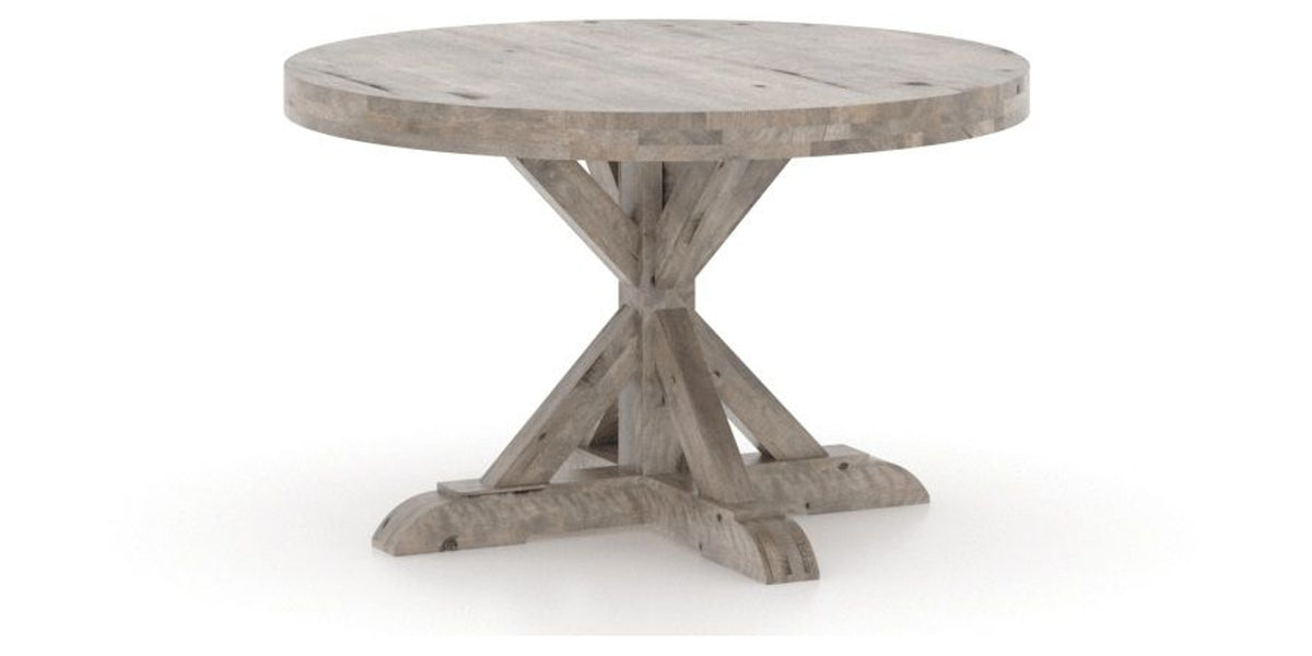 Canadel Loft Round Dining Table 4848 in Shadow, three-quarter view