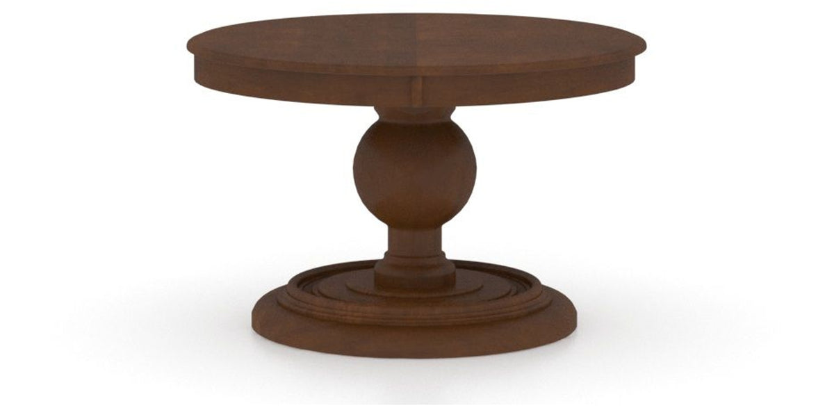 Canadel Round Dining Table 4848 with HQ Base, A Edge in 19 Cognac Washed, side view