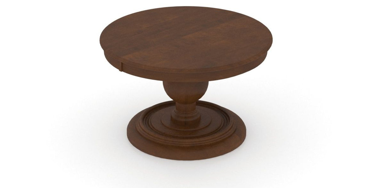 Canadel Round Dining Table 4848 with HQ Base, A Edge in 19 Cognac Washed, view from above