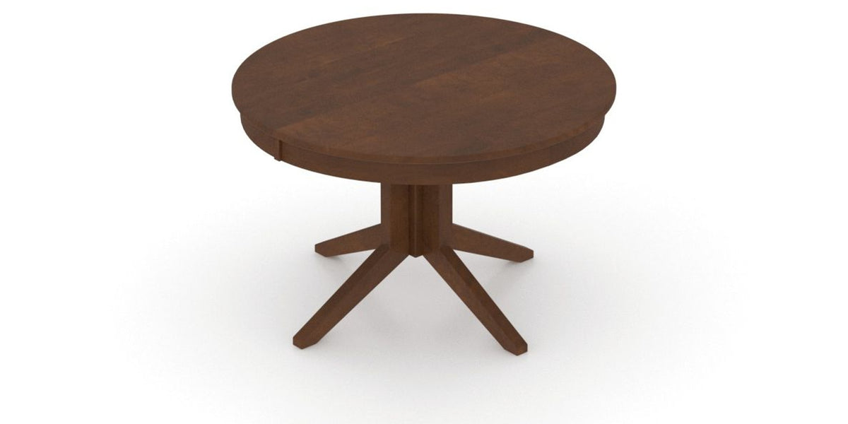 Canadel Round Dining Table 4848 with XQ Base in 19 Cognac Washed, view from above