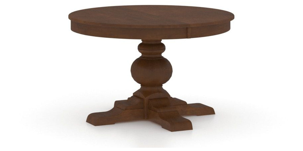 Canadel Round Dining Table 4848 with XT Base in 19 Cognac Washed, three-quarter view